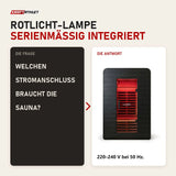 Frage und Antwort zu Swedish Cold Ultimate Lux Infrarotsauna: Welchen Stromanschluss braucht die Sauna?
