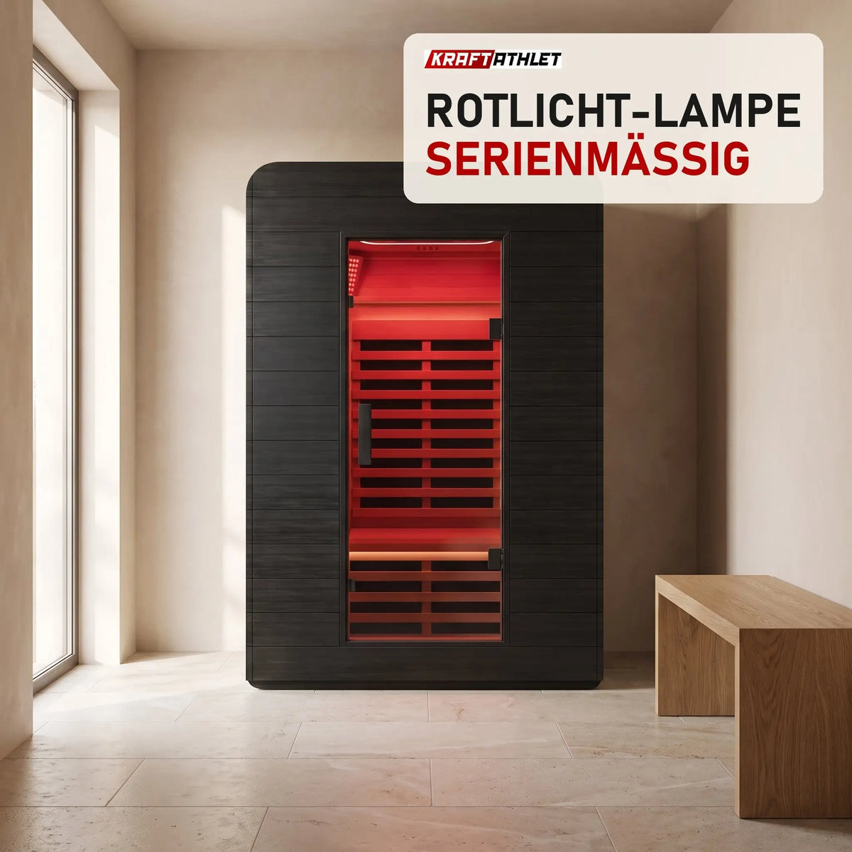 Swedish Cold Ultimate Lux Infrarotsauna in einem ruhigen Wellnessraum