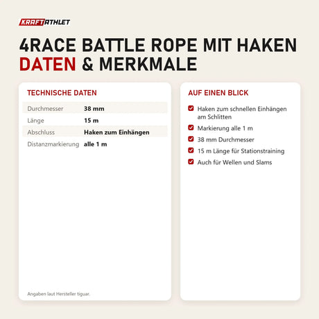 Technische Daten und Merkmale von tiguar 4RACE Battle Rope mit Haken als Tabelle