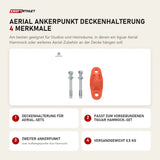 tiguar Aerial Ankerpunkt Deckenhalterung mit 4 Merkmalen: Deckenhalterung für Aerial-Sets, Passt zum vorgebundenen Hammock-Set, Zweiter Ankerpunkt, Versandgewicht 0,5 kg