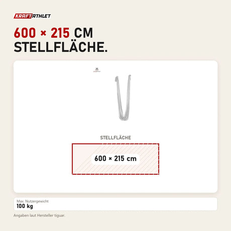 Maßbild tiguar Aerial Hammock 6 m Grau Aerial-Yoga-Tuch: Stellfläche 600 × 215 cm