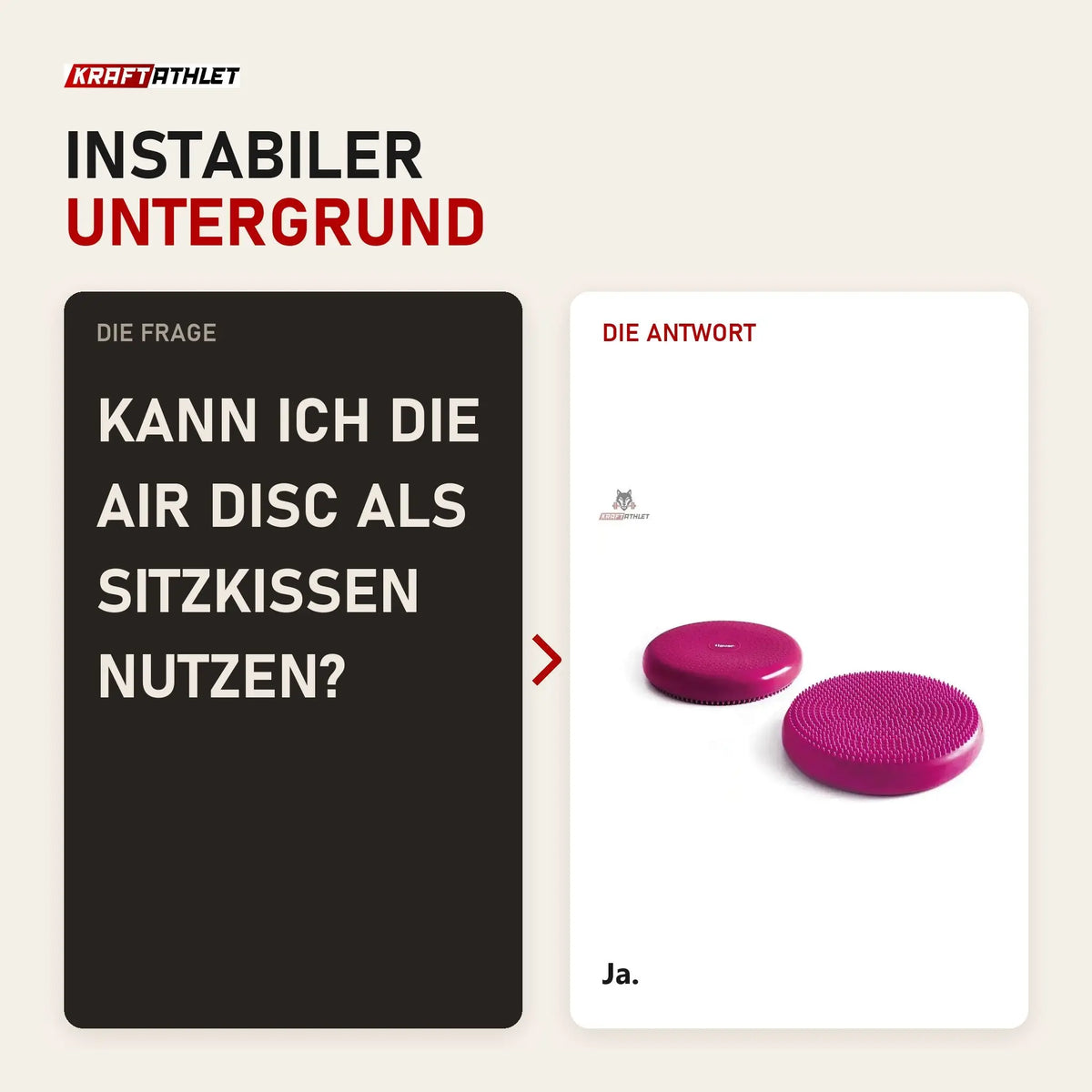 Frage und Antwort zu tiguar Air Disc Balancekissen Lila: Kann ich die Air Disc als Sitzkissen nutzen?