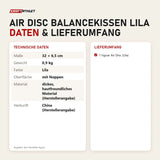 Technische Daten und Lieferumfang von tiguar Air Disc Balancekissen Lila als Tabelle