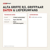 Technische Daten und Lieferumfang von tiguar Alfa Griffe R/L Griffpaar als Tabelle