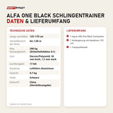 Technische Daten und Lieferumfang von tiguar Alfa One Black Schlingentrainer als Tabelle