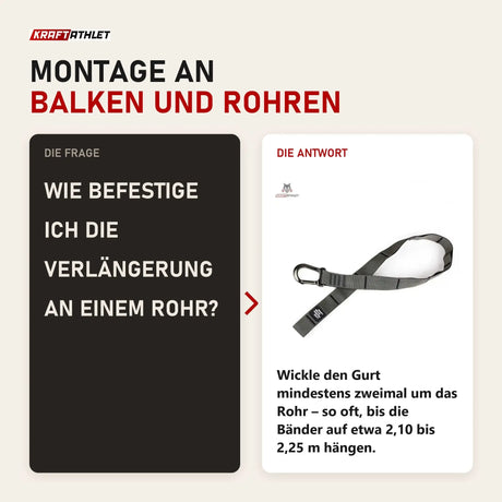 Frage und Antwort zu tiguar Alfa Verlängerung 101 cm mit Karabiner: Wie befestige ich die Verlängerung an einem Rohr?