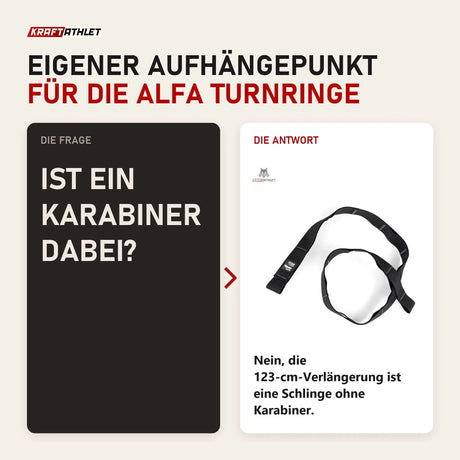 Frage und Antwort zu tiguar Alfa Verlängerung 123 cm Schlinge: Ist ein Karabiner dabei?