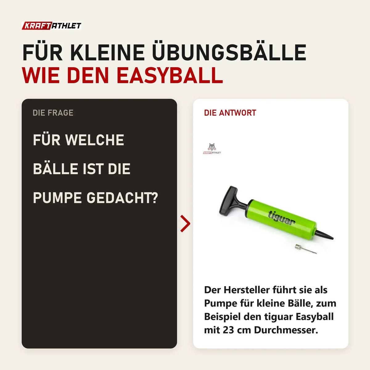 Frage und Antwort zu tiguar Ballpumpe Handpumpe Olive: Für welche Bälle ist die Pumpe gedacht?