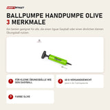 tiguar Ballpumpe Handpumpe Olive mit 3 Merkmalen: Für kleine Übungsbälle wie den Easyball, 40 g Versandgewicht, Farbe Olive