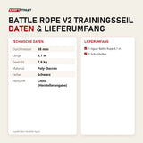 Technische Daten und Lieferumfang von tiguar Battle Rope V2 Trainingsseil als Tabelle