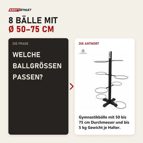 Frage und Antwort zu tiguar Bodyball-Rack 8-fach: Welche Ballgrößen passen?