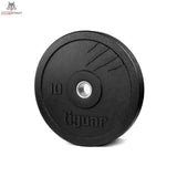 tiguar Bumper Plate 20 kg V2 aus Recycling-Gummi, Variante 10 kg in Schwarz, Frontansicht