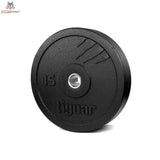 tiguar Bumper Plate 20 kg V2 aus Recycling-Gummi, Variante 15 kg in Schwarz, Frontansicht
