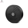 tiguar Bumper Plate 20 kg V2 aus Recycling-Gummi in Schwarz, Frontansicht der 20-kg-Scheibe
