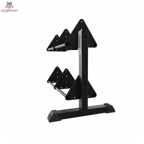 tiguar Bumper-Plate-Rack Modul in Schwarz, Stirnansicht mit dreieckigen Scheibenhaltern