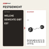 Frage und Antwort zu tiguar Curl PU Langhantel 20 kg: Welche Gewichte gibt es?