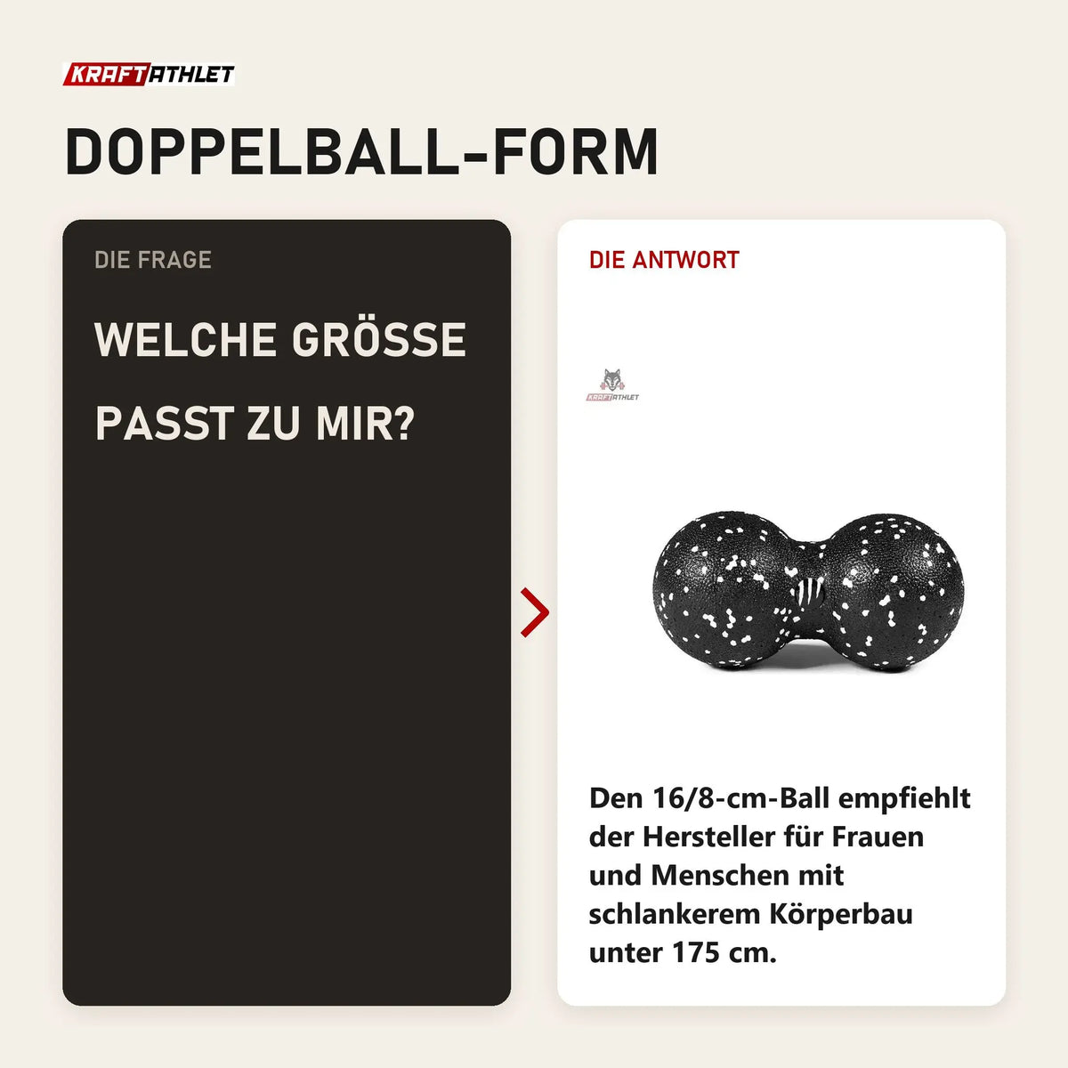 Frage und Antwort zu tiguar Duo Ball 16/8 cm Faszienball hart: Welche Größe passt zu mir?