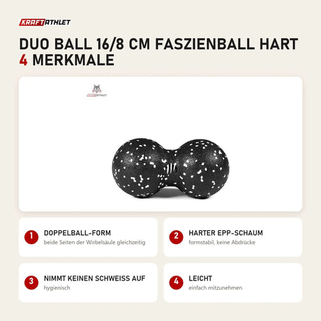 tiguar Duo Ball 16/8 cm Faszienball hart mit 4 Merkmalen: Doppelball-Form, Harter EPP-Schaum, Nimmt keinen Schweiß auf, Leicht