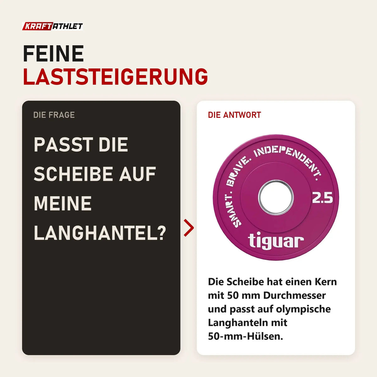 Frage und Antwort zu tiguar Fractional Plate 2,5 kg Gummi-Hantelscheibe: Passt die Scheibe auf meine Langhantel?