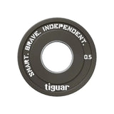 tiguar Fractional Plate 2,5 kg Gummi-Hantelscheibe, Variante 0,5 kg in Dunkelgrau, Frontansicht