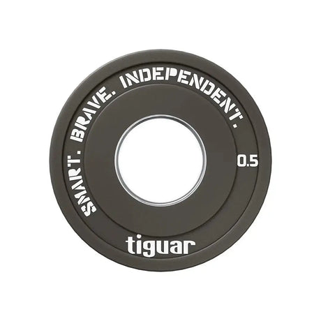 tiguar Fractional Plate 2,5 kg Gummi-Hantelscheibe, Variante 0,5 kg in Dunkelgrau, Frontansicht