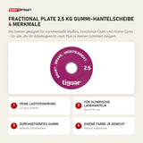tiguar Fractional Plate 2,5 kg Gummi-Hantelscheibe mit 4 Merkmalen: Feine Laststeigerung, Für olympische Langhanteln, Durchgefärbtes Gummi, Eigene Farbe je Gewicht