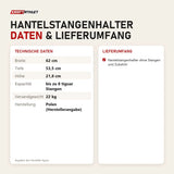 Technische Daten und Lieferumfang von tiguar Hantelstangenhalter als Tabelle