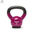 tiguar Kettlebell 4 kg Vinyl in Lila mit schwarzem Griff, Frontansicht der 4-kg-Ausführung