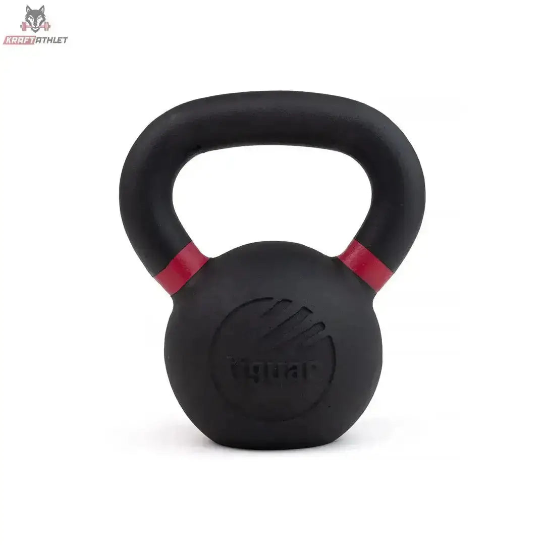tiguar Kettlebell RAW 32 kg V2, Variante 12 kg, Frontansicht mit farbiger Markierung am Griff