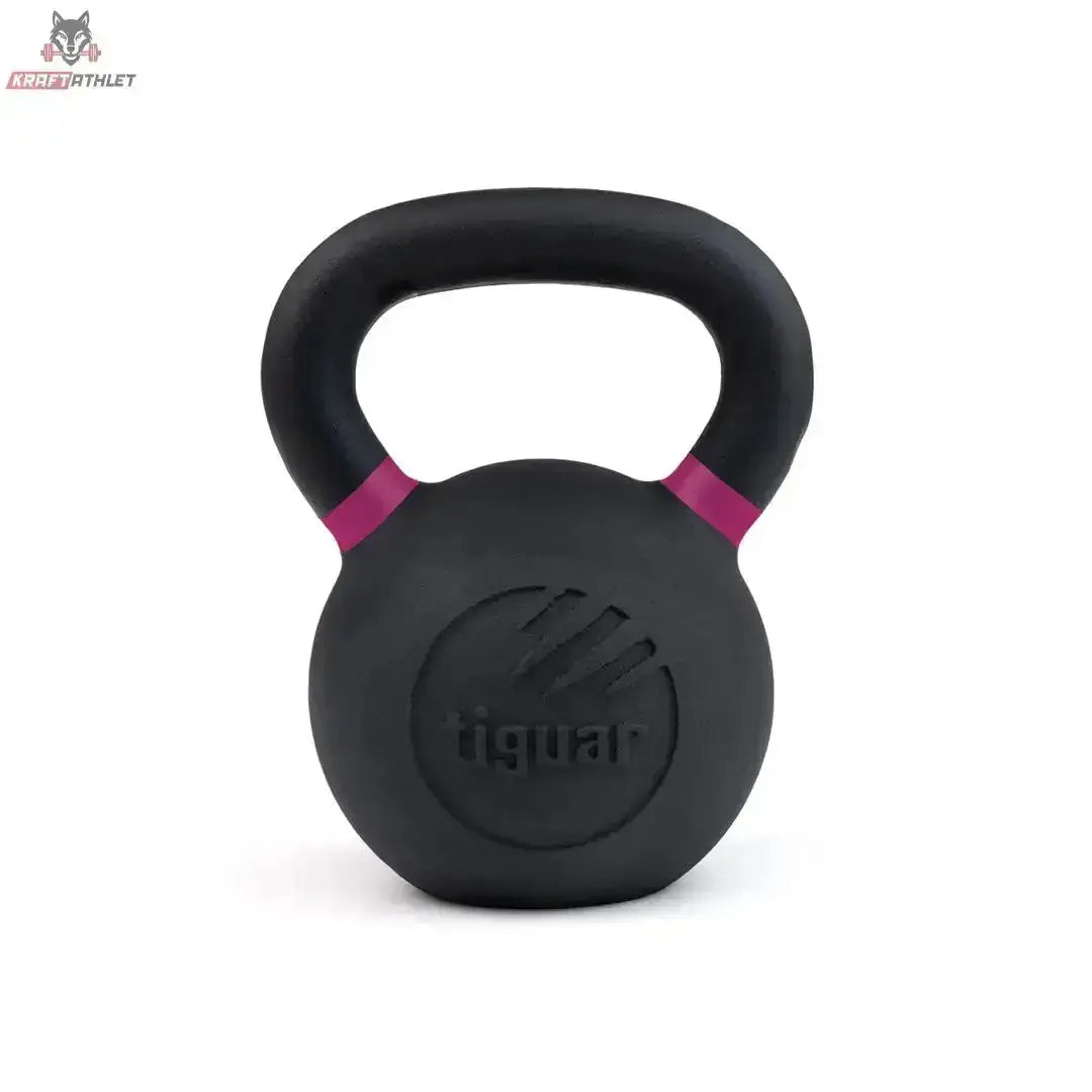 tiguar Kettlebell RAW 32 kg V2, Variante 24 kg, Frontansicht mit farbiger Markierung am Griff