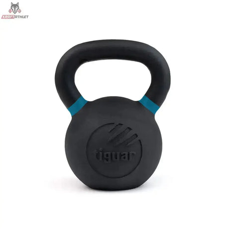 tiguar Kettlebell RAW 32 kg V2, Variante 28 kg, Frontansicht mit farbiger Markierung am Griff