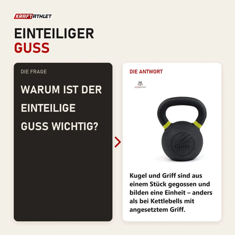 Frage und Antwort zu tiguar Kettlebell RAW 32 kg V2: Warum ist der einteilige Guss wichtig?