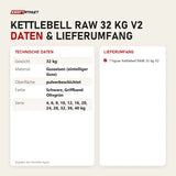 Technische Daten und Lieferumfang von tiguar Kettlebell RAW 32 kg V2 als Tabelle