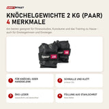 tiguar Knöchelgewichte 2 kg (Paar) mit 4 Merkmalen: Für Knöchel oder Handgelenk, Schnalle und Klett, Öko-Leder, Füllung aus Stahlschrot