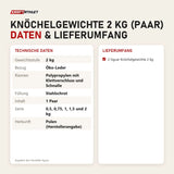 Technische Daten und Lieferumfang von tiguar Knöchelgewichte 2 kg (Paar) als Tabelle