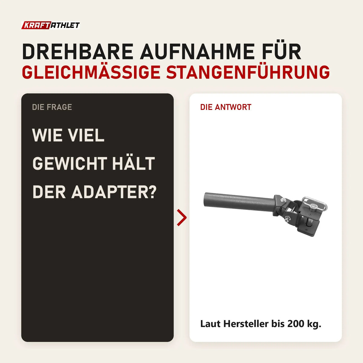 Frage und Antwort zu tiguar Landmine-Adapter drehbar für Half Rack: Wie viel Gewicht hält der Adapter?