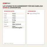 Technische Daten und Lieferumfang von tiguar Lat-Stange 70 cm Hammergriff für den Kabelzug als Tabelle