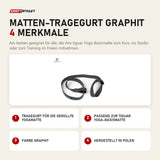 tiguar Matten-Tragegurt Graphit mit 4 Merkmalen: Tragegurt für die gerollte Yogamatte, Passend zur Yoga-Basismatte, Farbe Graphit, Hergestellt in Polen