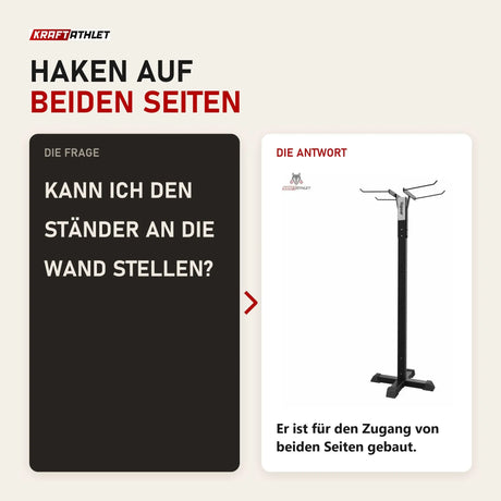 Frage und Antwort zu tiguar Mattenständer zweiseitig: Kann ich den Ständer an die Wand stellen?
