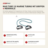 tiguar Maxi Tube 2.0 Marine Tubing mit Griffen mit 4 Merkmalen: Widerstand mittel, 160 cm lang, Griffe mit TPR-Mantel, Aufnäher am Griff