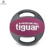 tiguar Medizinball Dual Grip 6 kg mit Griffen, Frontansicht mit Magenta-Mittelband und zwei Griffen