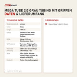 Technische Daten und Lieferumfang von tiguar Mega Tube 2.0 Grau Tubing mit Griffen als Tabelle