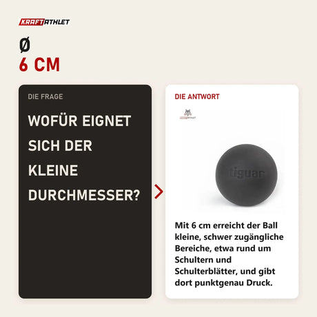 Frage und Antwort zu tiguar MFR Ball Massageball hart: Wofür eignet sich der kleine Durchmesser?