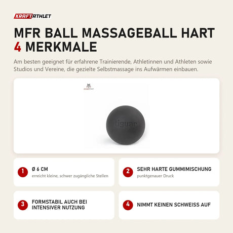 tiguar MFR Ball Massageball hart mit 4 Merkmalen: Ø 6 cm, Sehr harte Gummimischung, Formstabil auch bei intensiver Nutzung, Nimmt keinen Schweiß auf