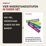Frage und Antwort zu tiguar Mini Bands 4er-Set Widerstandsbänder: Wie viel Widerstand haben die Mini Bands?