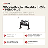 tiguar Modulares Kettlebell-Rack mit 4 Merkmalen: 2 Ebenen à 100 cm, Gummimatte dämpft und schützt vor Kratzern, Auch für Bälle oder Powerbags nutzbar, Offene Bauweise