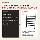 Frage und Antwort zu tiguar Modulares Powergym-Rack 22/24: Wie viele Langhantelsets passen auf das Rack?