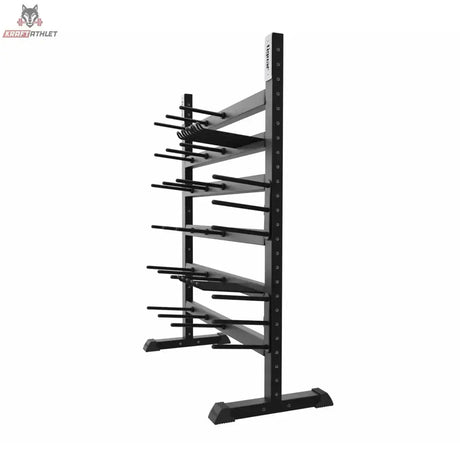 tiguar Modulares Powergym-Rack 22/24 in Seitenansicht mit auskragenden Ablagestangen, schwarz