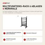 tiguar Multifunktions-Rack 6 Ablagen mit 4 Merkmalen: 6 Ablagen für Vinylhanteln und Kleingeräte, Bis 600 kg Traglast, Geneigte Ablagen, 3-mm-Stahlprofile