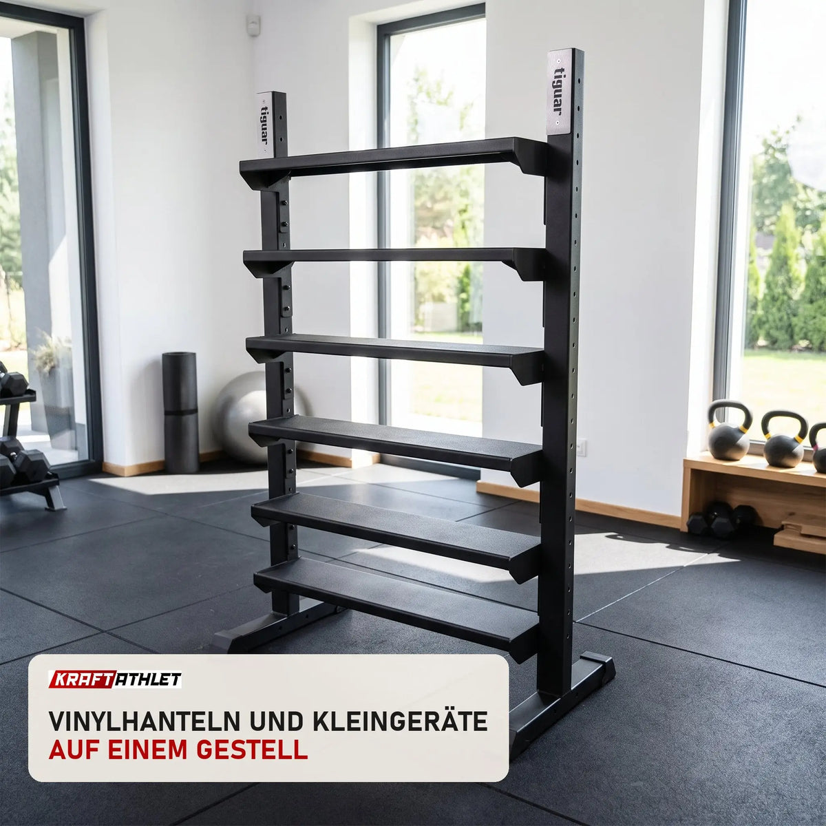 tiguar Multifunktions-Rack 6 Ablagen in einem hellen Home-Gym